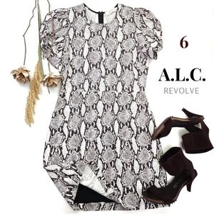 A.L.C. Snake Print White Brown Dress Sz 6